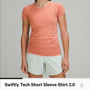 peach lulu swifty tech short sleeve shirt 2.0